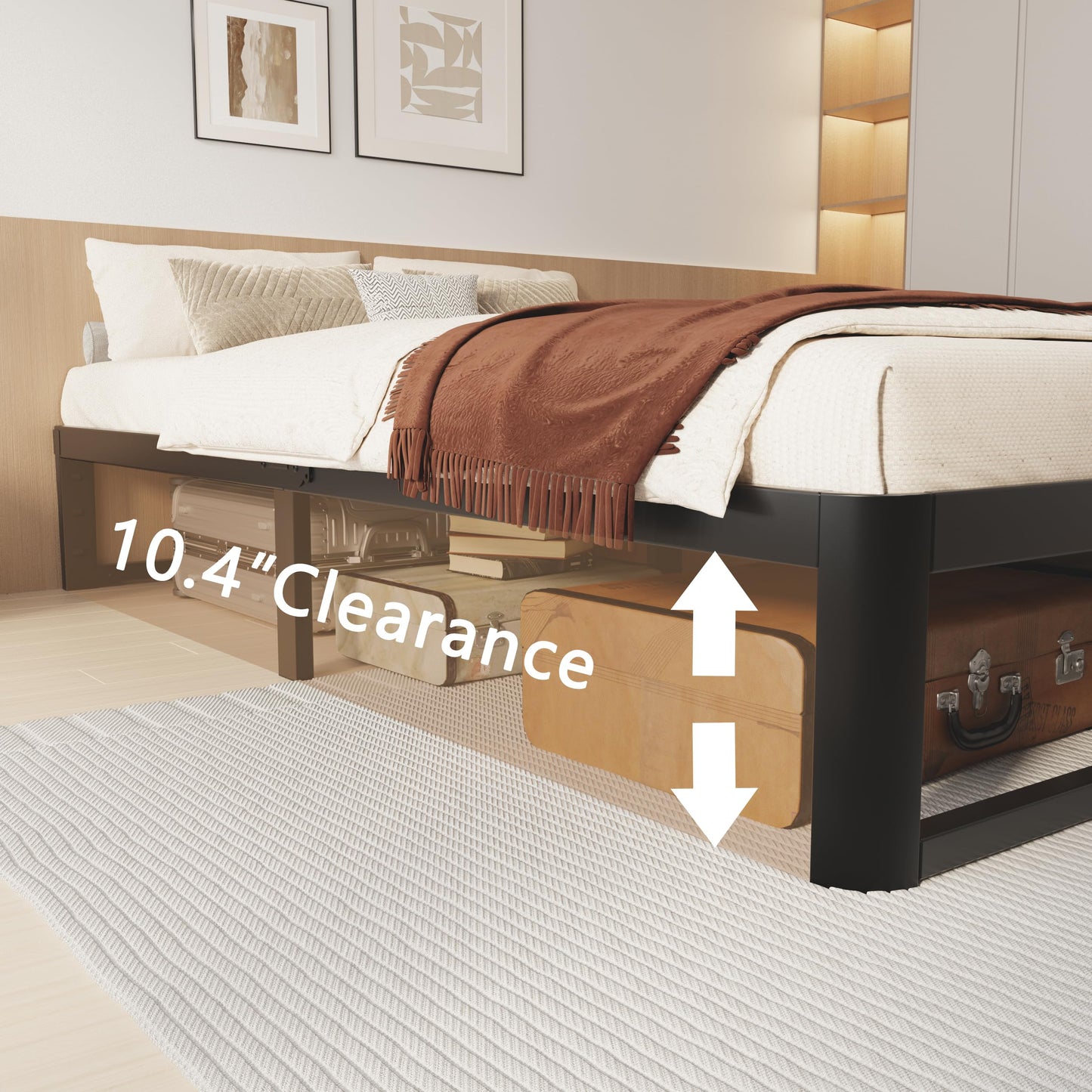 VYM 12 Inch Full Bed Frame, Platform Bed Frames with Metal Gaskets, Anti-Slip Mattress Stopper, No Box Spring Needed, Heavy Duty Steel Slat Support 3500 LBS, Round Corner Leg, Easy Assembly, Black
