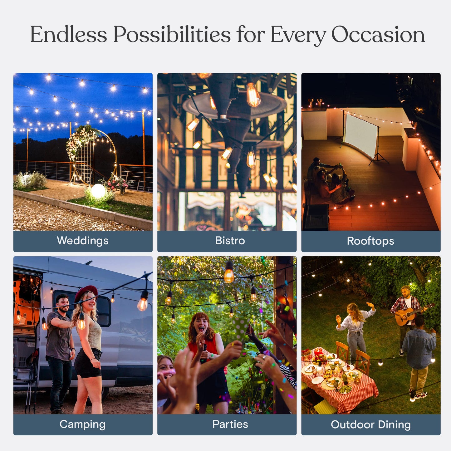 Brightech Bundle Ambience Pro USB Powered String Lights - 24 Ft + 4-Pack 10FT String Light Poles