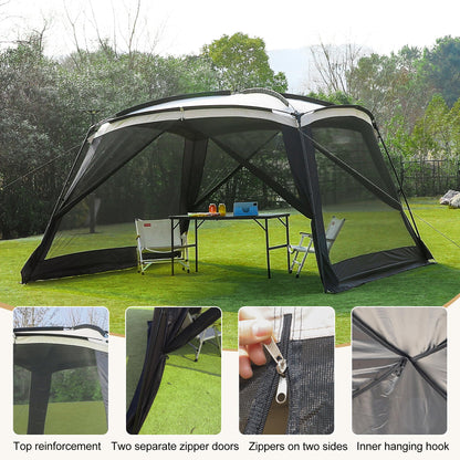GREGIN Screen House Room 11x11 Ft Mesh Net Tent Canopy Shelter Gazebo, Easy Setup & Waterproof & Sunshade, Suitable for Camping Trip, Backyard, Beach, Picnic - Sand
