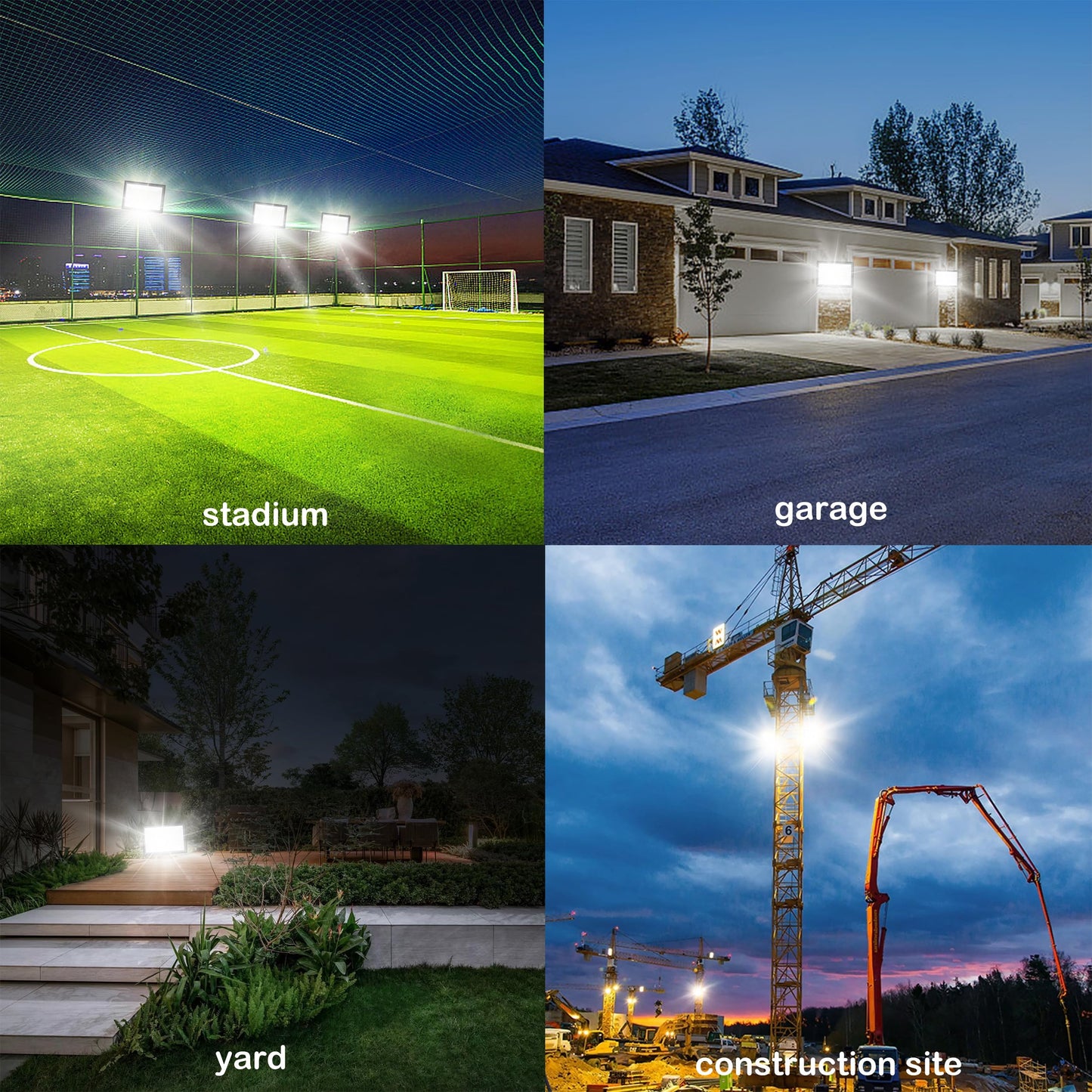 Sunkkes 800W LED Flood Light Outdoor, 6000K 80000LM Daylight White Security Lights Outside Lamp, IP66 Waterproof Exterior Floodlights Lighting for Garden Yard Stadium Arena