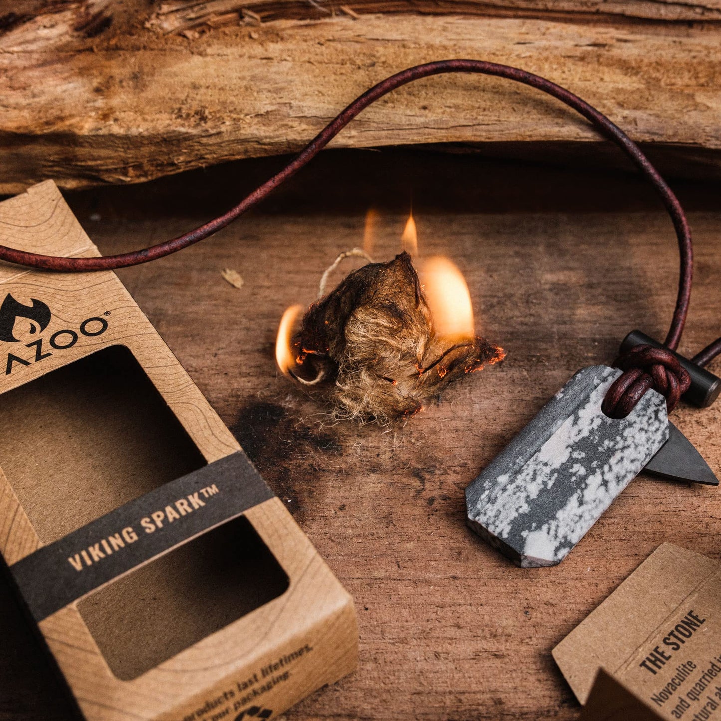 Wazoo Viking Spark™ | Whetstone Sharpener & Fire Starter Necklace | MADE IN USA!