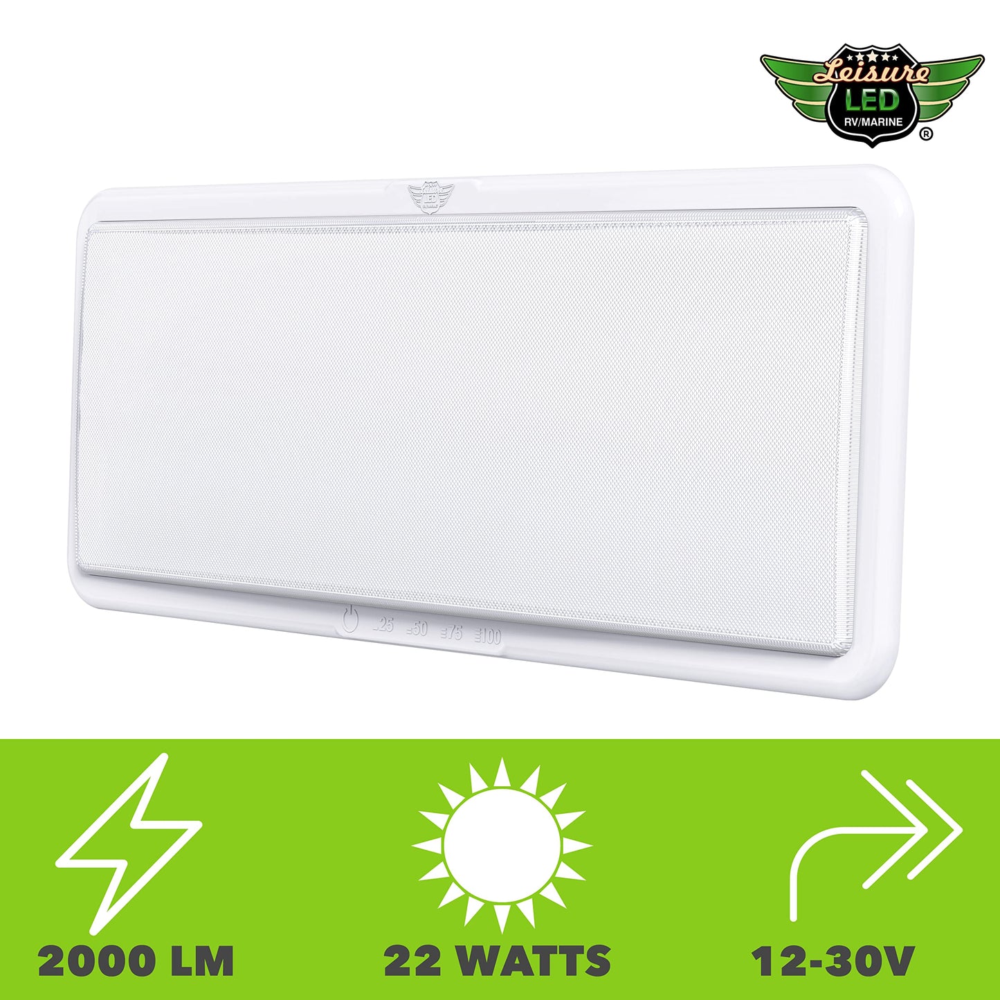 Leisure LED RV LED Ceiling Light 21" x 8" Fixture 2000 Lumen with Touch Dimmer Switch Interior Lighting for Car/RV/Trailer/Camper/Boat DC 12V Natural White 4000-4500K (4 Pack)