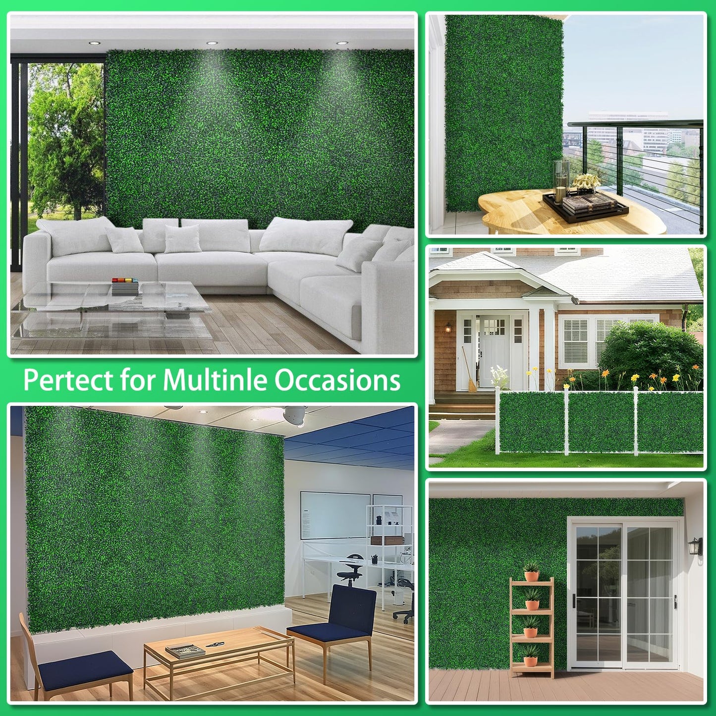Yangrass Artificial Greenery Wall Roll,40"x 120"(33.33 sq.ft) UV-Anti Faux Boxwood Roll Panels Greenery Backdrop, Vine Leaf Fence Panels for Garden Fence Covering Privacy, Outdoor Indoor Home Decor