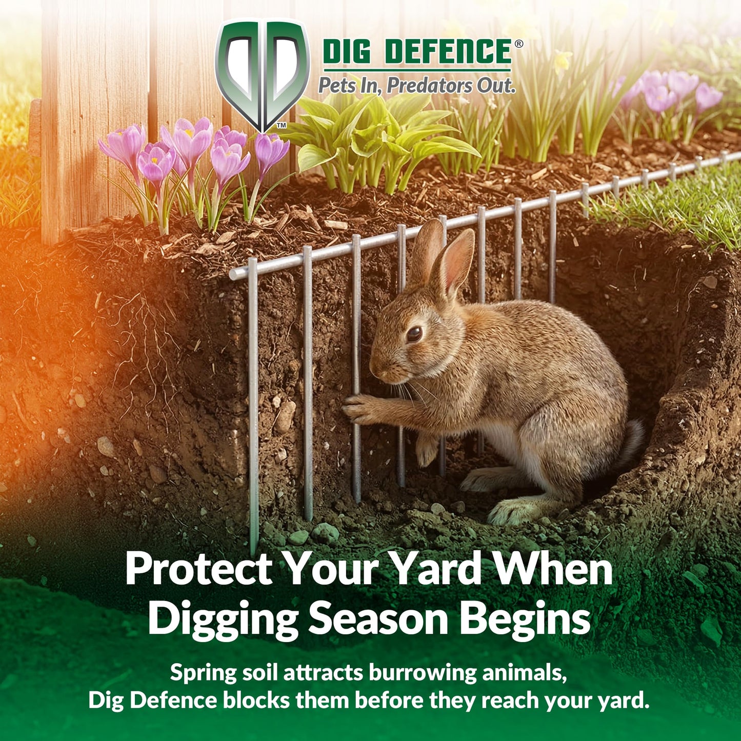 Dig Defence Original Animal Barrier Fence - Large Decorative Garden Fence, Outdoor No Dig Fence for Dogs and Rabbits, Yard and Patio - 32”(L) x 10”(H), 12 Pack
