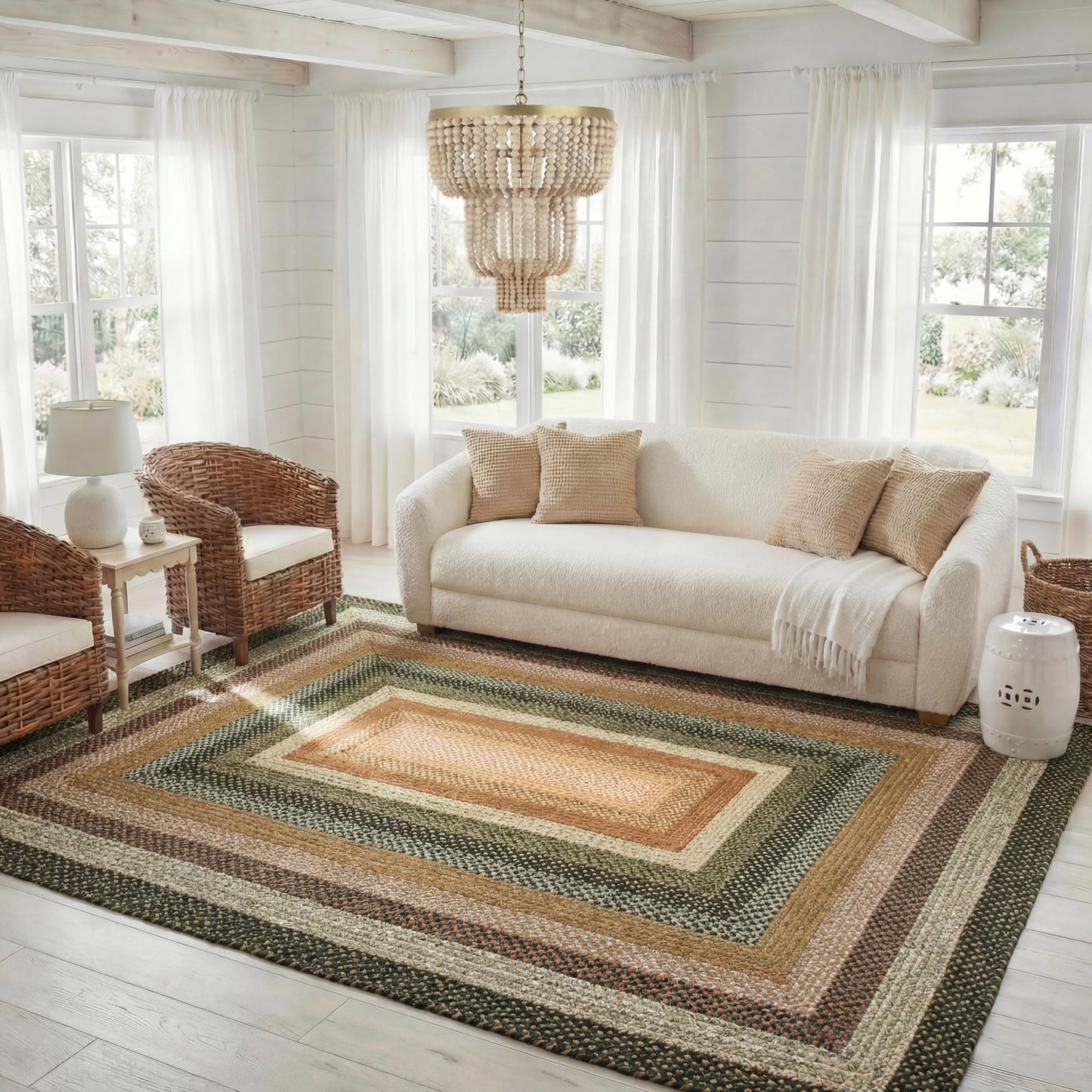SAFAVIEH Washable Rug Outdoor Braided Collection - 9' x 12', Multi, Handmade & Reversible, Non-Shedding & Easy to Clean, Ideal for Patio, Backyard, Mudroom (BRD308A)
