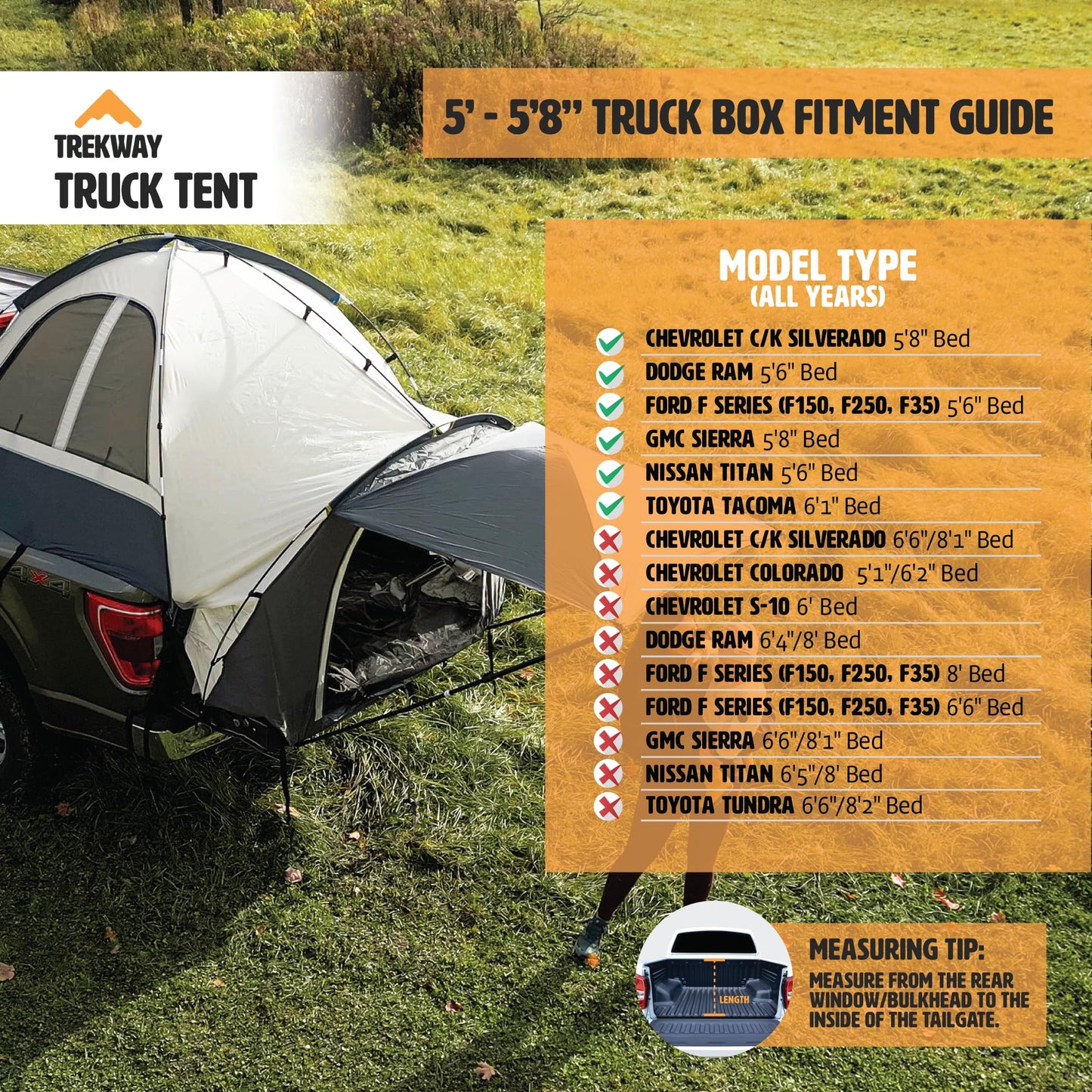 Offroading Gear 5.5ft Truck Bed Camping Tent w/Canopy | Waterproof | Compatible with F150| Ram| Sierra| GMC| Nissan| Etc.
