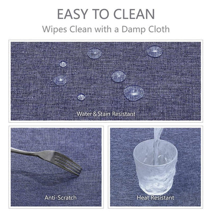 Veblandy Rectangle Tablecloth Linen Textured Waterproof & Stain Resistant Table Cloth Wrinkle Free Decorative Fabric Farmhouse Table Cover for Dining/Party/Buffet/Wedding, 60 x 84 Inch, Demin Blue