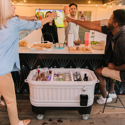 Igloo Party Bar 125 Qt Cooler with Wheels | Insulated Rolling Ice Chest | Light Gray