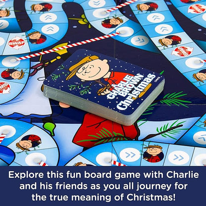 Aquarius Charlie Brown Christmas Journey Board Game- Fun for Kids &amp Adults - Officially Licensed Peanuts Merchandise &amp Collectibles Blue White