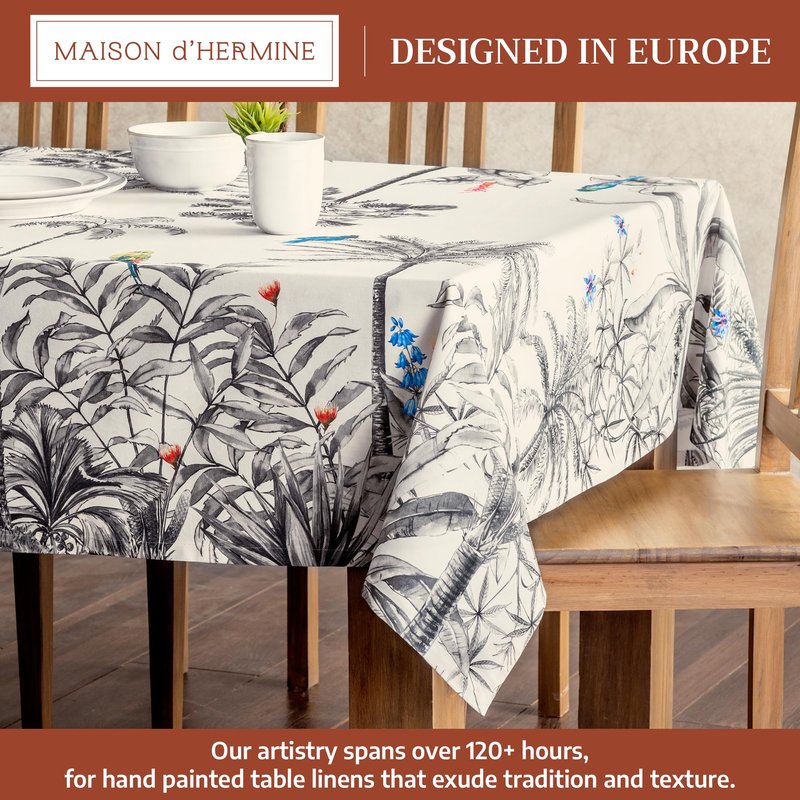 Maison d' Hermine Table Cloth Square Table 100% Cotton 54 x 54 Inches Fall Tablecloth Reusable Everyday Use for Thanksgiving Christmas Decorations Dining Farmhouse Party (Amazonia)