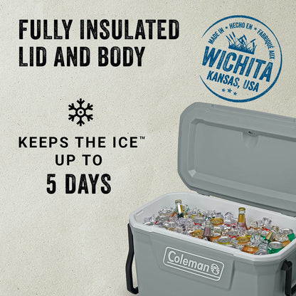 Coleman 316 62QT WHL 5859 Cooler Bundle with Quad Camping Chair and Built-in 4 Can Cooler