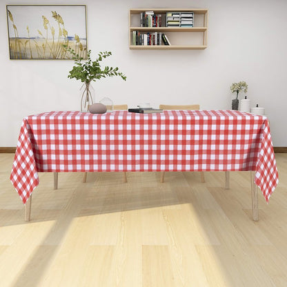 sancua Checkered Vinyl Rectangle Tablecloth - 54 x 78 Inch - 100% Waterproof Oil Proof Spill Proof PVC Table Cloth, Wipe Clean Table Cover for Dining Tables, Buffet Parties and Camping, Red and White