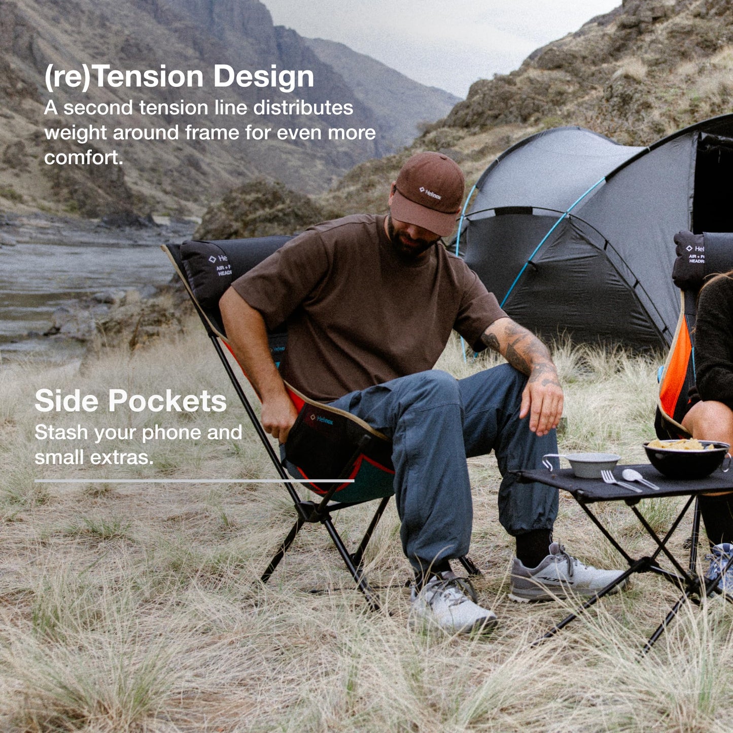 Helinox Sunset Chair (re), Packable Outdoor Furniture, Summer Vacation Holiday Seat, Foldable, Lightweight High-Back Comfort, Sustainable Eco-Friendly Materials, 3.66 lbs(1.6 kg), Heritage Multi Block
