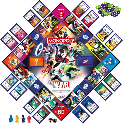Monopoly Flip Edition: Marvel Board Game | Ages 8 and Up | 2 to 4 Players | Family Board Games for Kids Teens and Adults