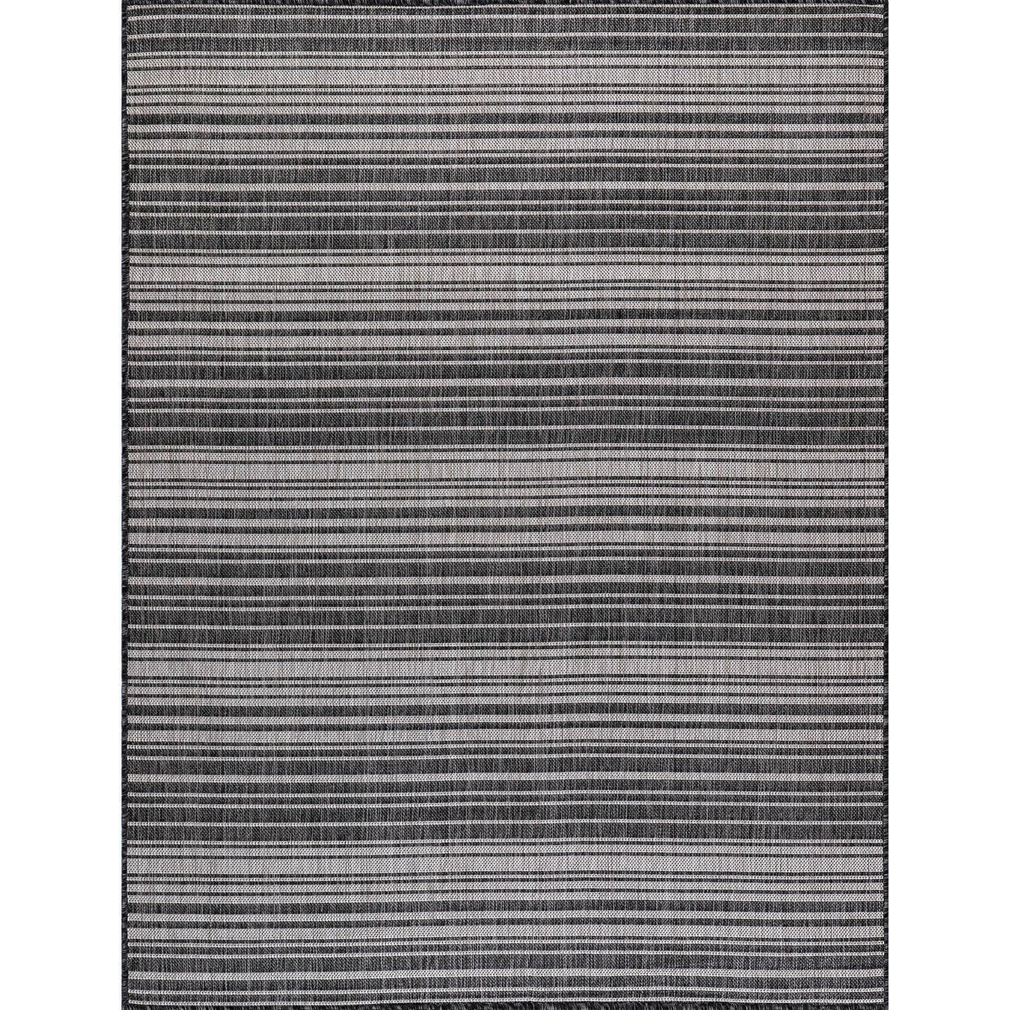 Luul Home Stripe Outdoor Rug 10x14 Washable Outside Carpet for Indoor Patio Porch Waterproof Easy Cleaning Non Shedding Area Rugs Dark Gray 10 x 14