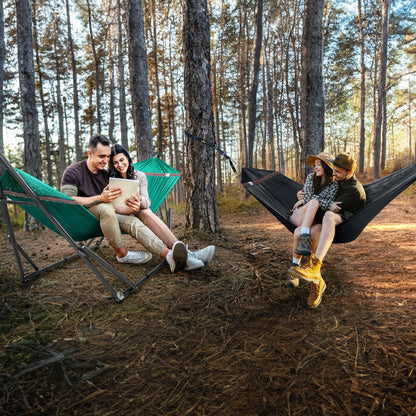 Tranquillo Combo x2 Hammocks with Stand for Outside & Tree Straps, Heavy Duty Hammock with Stand 600lbs for Indoor Outdoor Patio Backyard, x2 Hammocks for 2 Person (Combo - Peacock, Medium)
