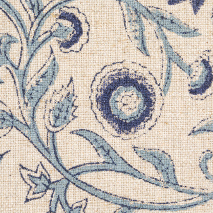 Creative Co-Op Square Floral Cotton Blend Pillow, Blue