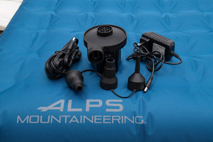 ALPS Mountaineering Vertex Air Bed – Twin & Queen Size Options, PVC-Free Fabric, Coil System, Rechargeable Pump with Wall/Car Charger, Indoor/Outdoor Use