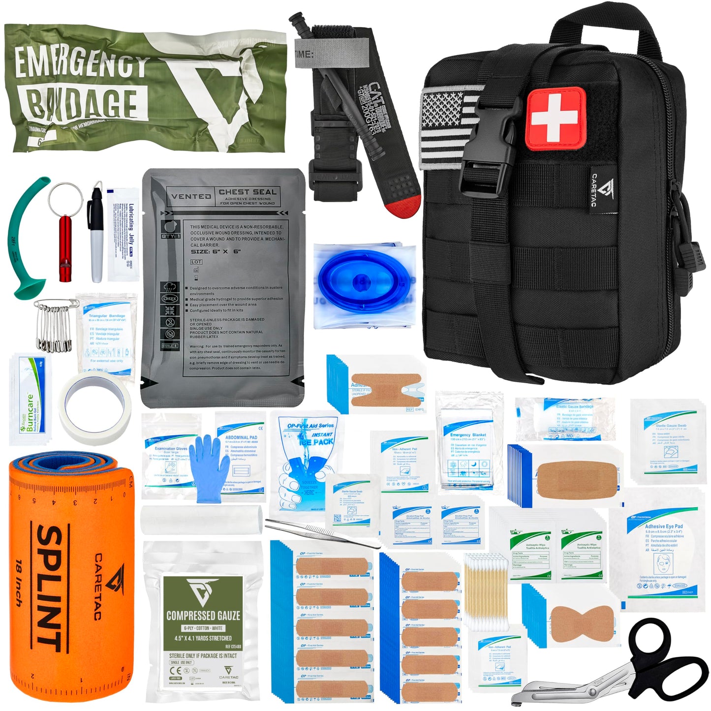 CareTac Trauma First Aid Kit with CAT Gen-7 Tourniquet & Hemostatic Clotting Gauze