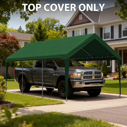 Pakunoda Carport Replacement Canopy Cover 10'x20' for Tent Top Garage Shelter Cover, 800D Heavy Duty Oxford Waterproof & UV Protected Car Canopy Tarp with Ball Bungees (Frame is not Included)