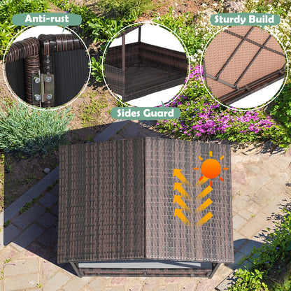 HAPPAWS Wicker Dog Bed House, Indoor Outdoor HDPE Rattan Dog Houses, Raised Dog Cot Pet House, Elevated Pets Sofa w/Washable Cover, Waterproof Roof Shelter, Removable Cushion Lounge