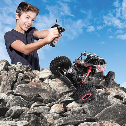 NKOK Mean Machines 1:16 2.4GHz RC Rock Crawler Venom (Red) Designed for Rough Terrain Climbing Pistol Grip Full Function Controller Powerful Motor