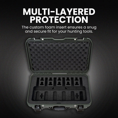 NANUK 935 Hard Case with Wheels and 6 UP Custom Foam Insert, IP67 Waterproof & Crushproof, Rugged Construction for Ultimate Protection, Made in Canada – Olive (22” x 14” x 9”)