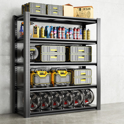 EKJ 78" H Garage Shelving 3000LBS Heavy Duty Storage Racks, Adjustable 5 Tier Metal Shelves Unit, Industrial Utility Shelves for Workshop, Basement, Home Office 78" H*47.2W*18D