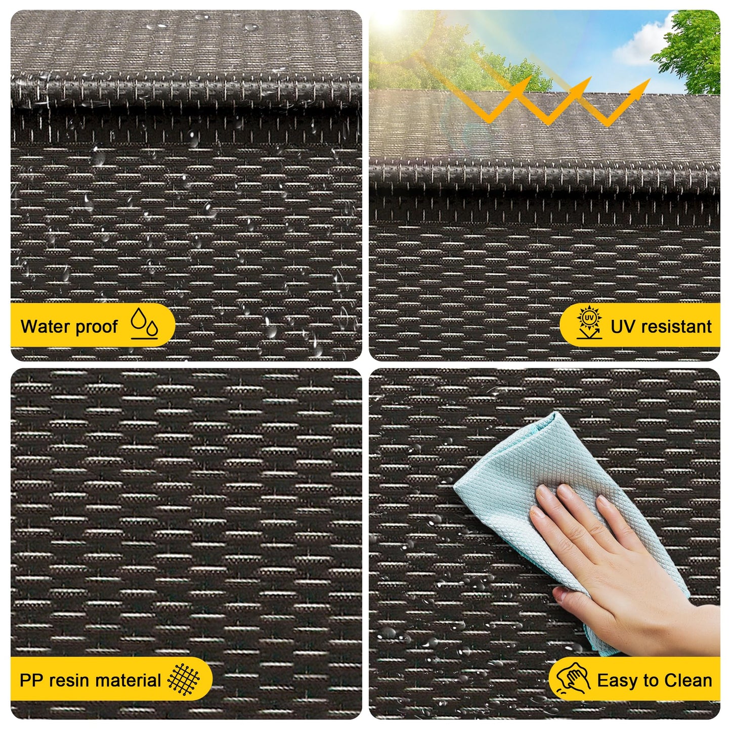 Large Deck Box Waterproof PE Rattan Outdoor Storage Box with Handles and Wheels, Storage Bin for Garden, Balcony, Porch, Pool, Yard (Brown, 125 Gallon)