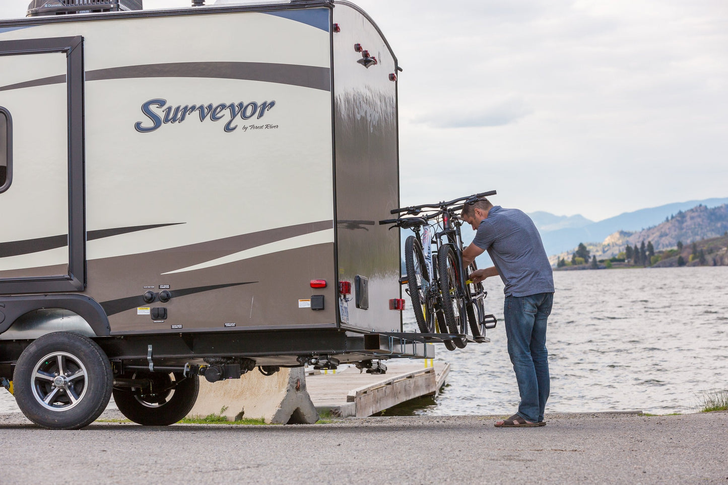 Swagman RV Approved 2 Bike RV Bumper Mount Rack – U-Bolt Mounted Carrier for Travel Trailers and RVs