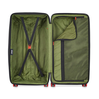 Jeep JH002B Hardside Expandable Luggage Trunk with Spinner Wheels, Chilli Pepper, Checked-Large 29 Inch