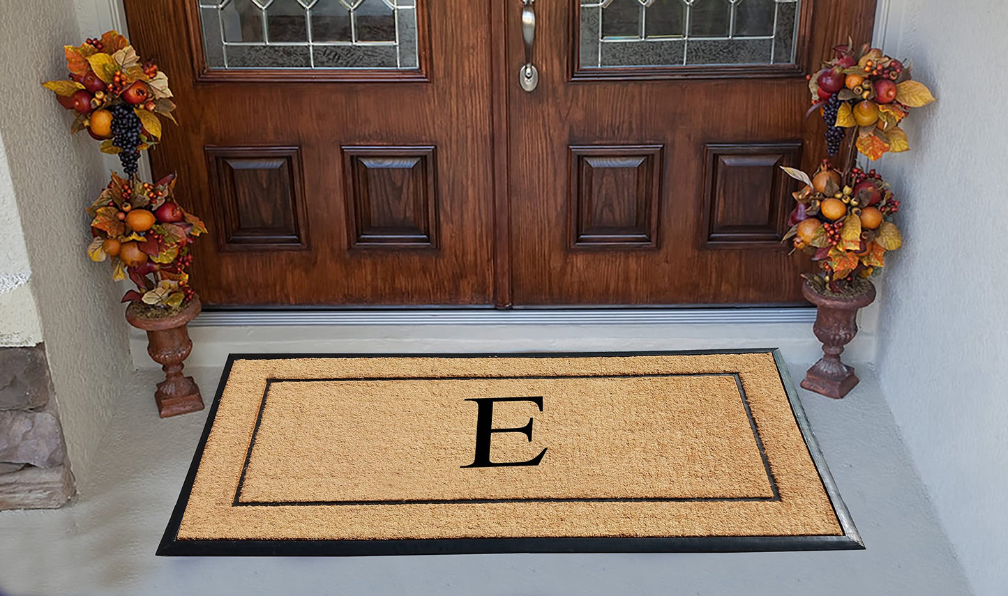 A1HC Natural Coir & Rubber Large Monogrammed Doormat, Thick Durable Entry Mats for Entrance Heavy Duty, Thin Profile, Long Lasting Front Door Mat - 30"x60"