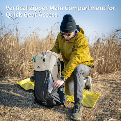 Naturehike 60L Rock 2.0 Upgraded Internal Frame Hiking Backpack for Outdoor Camping Travel Backpacking, Ultralight with Rain Cover Backpack for Adults(White/L/60L)