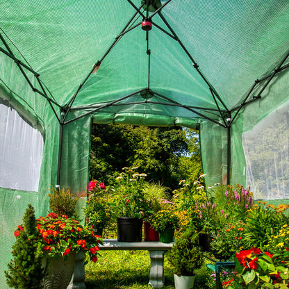EAGLE PEAK 8x6 Portable Walk in Greenhouse, Pop Up Indoor Outdoor Greenhouse, Green House Kit with Zippered Roll-Up Doors and Windows, PE Cover, Clear/Green