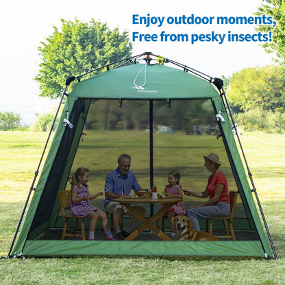 Pop Up Screen House Gazebo 8.2'x8.2'x75'' – Instant Portable Canopy with Mosquito Netting & UPF Sun Protection, Tool-Free 60s Setup, Foldable Outdoor Tent for Backyard, Camping, Park,Olive Green