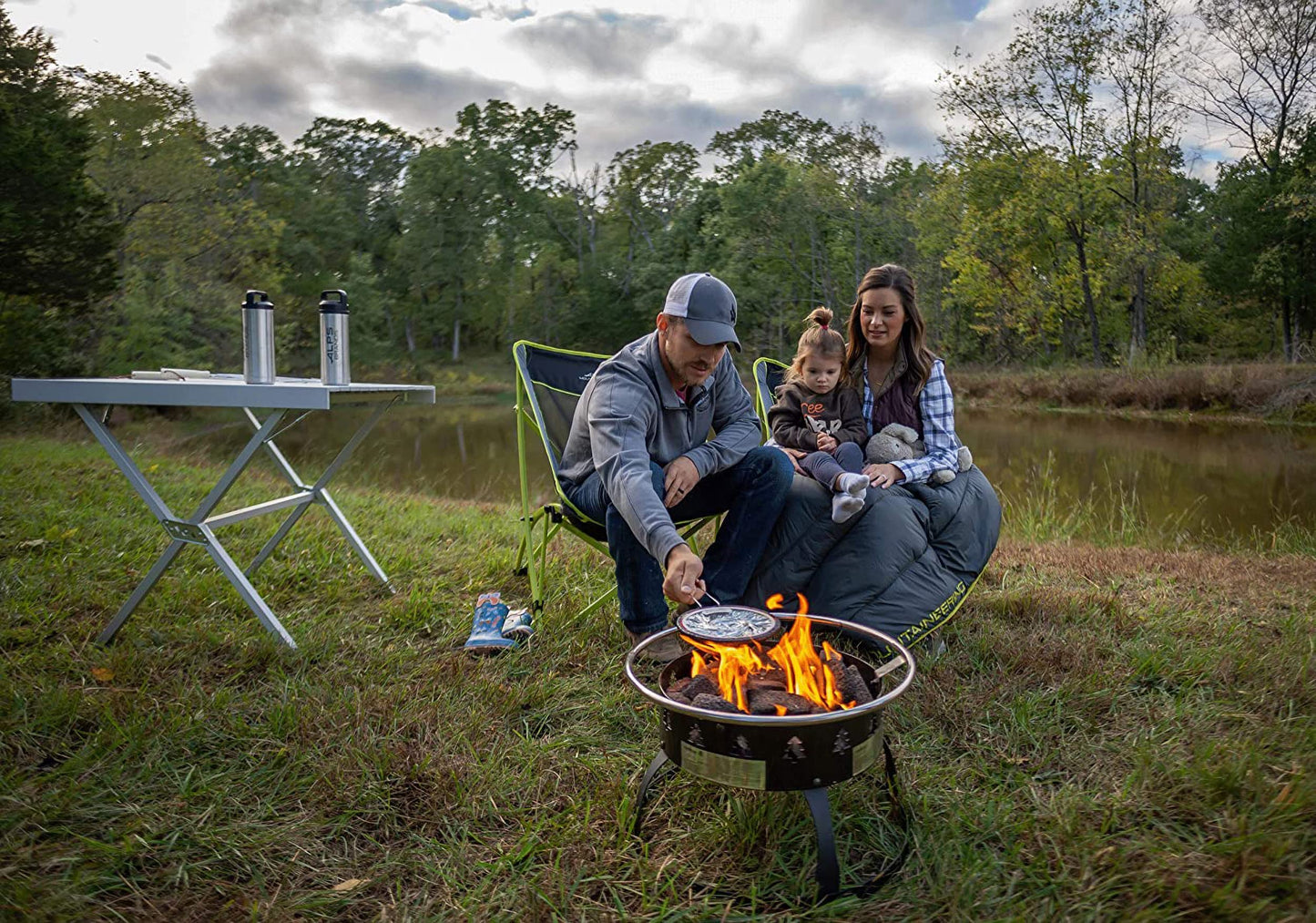 ALPS Mountaineering Folding Camping Table with Smooth Easy-to-Clean Roll Top and Sturdy and Lightweight Aluminum X Frame, Shoulder Carry Bag, Square, Silver - New