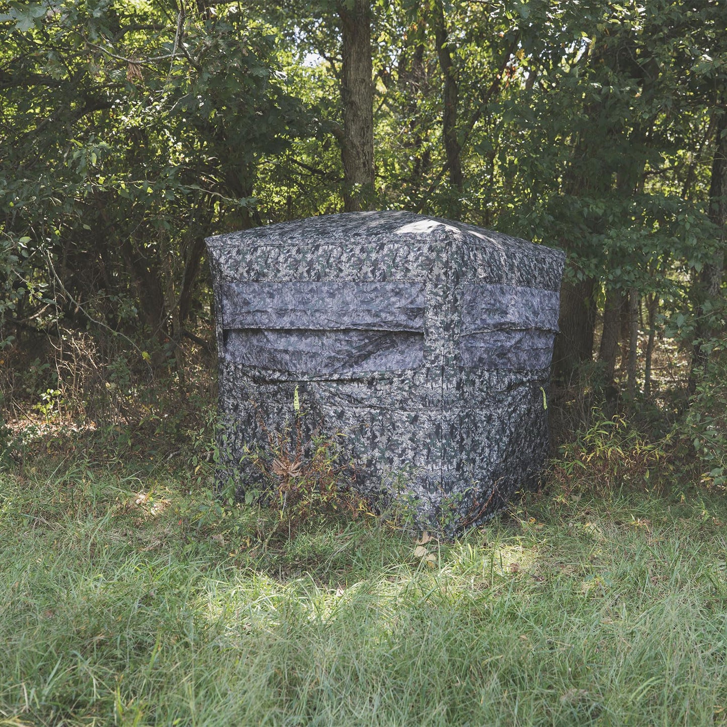 Hawk Reveal Hunting Archery Durable 73" Height Water Resistant Camo Concealing 3 Person Ground Blind with See-Through Mesh Window Panels