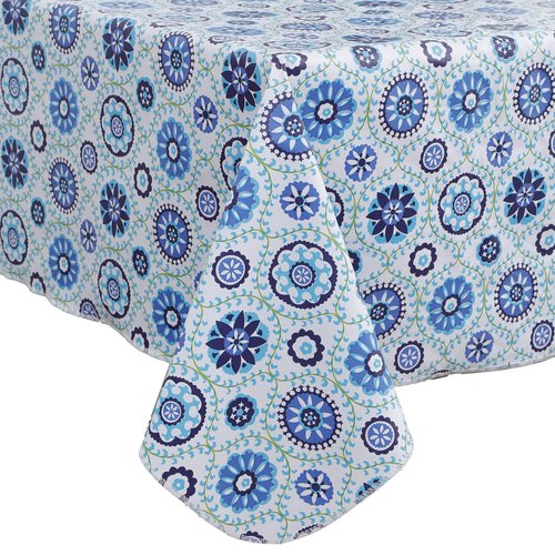 Heavy Duty Vinyl Tablecloth with Flannel Backing Waterproof Oil-Proof Plastic Table Cloth Stain-Resistant Wipeable Rectangle or Square Table Cover for Indoor and Outdoor (Floral Vine,60x102 Inch)