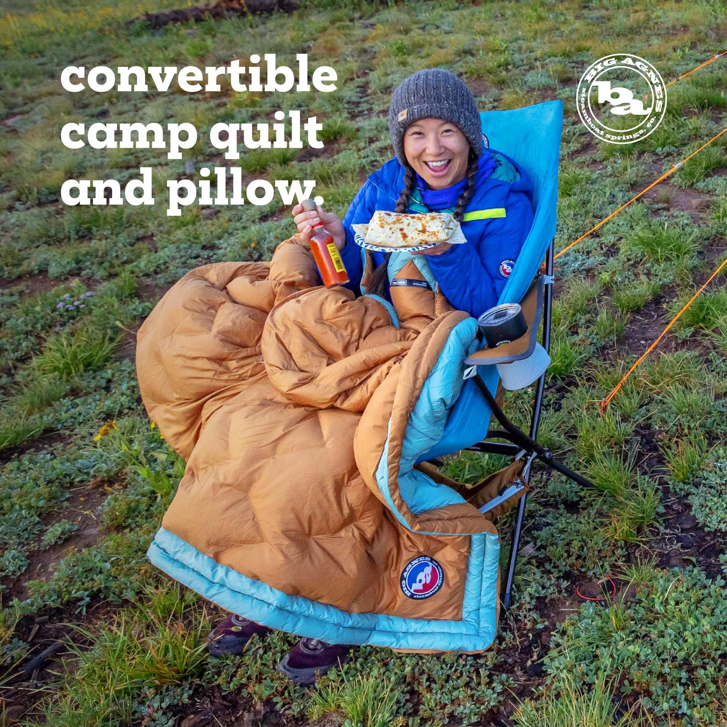 Big Agnes Camp Quillow - Ultralight Packable Backpacking Pillow And Quilt Combo, Versatile Puffy Downtek Blanket for Camping