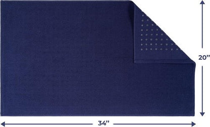Cotton Paradise 100% Cotton Bath Mat - Soft, Absorbent, Quick-Dry | 20x34 Inch Navy Blue Rug