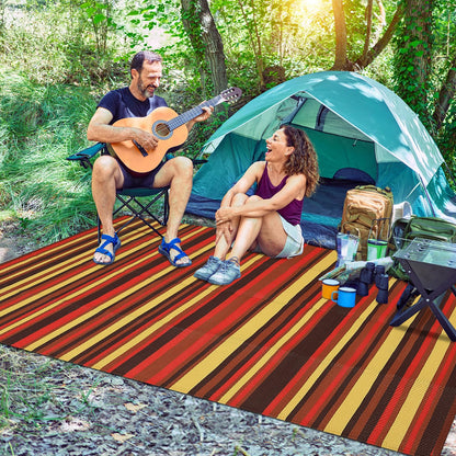 Garvee Outdoor Rug 9x18 Waterproof Outside Carpet for Patio, Reversible Modern Colorful Stripe RV Rug, Durable UV Resistant Deck Mat for Poolside Garden Backyard Balcony