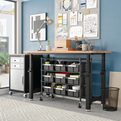 Seville Classics Heavy Duty NSF Bin Rack Solid Steel Wire Shelving Storage Unit, Patented Organizer for Garage, Warehouse, Office, Restaurant, Classroom, Kitchen, Graphite, 4-Tier includes 9 Bins