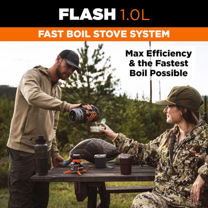 Jetboil Flash 1.0L Portable Fast Boil Stove for Camping and Backpacking with 1-Step Auto Ignition, Propane/Isobutane Burner with Cooking Cup, Dark Camo