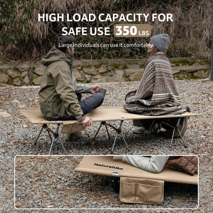 Naturehike ArmyWild Folding Camping Cot, Height Adjustable Ultralight Widen Backpacking Cot, Portable Camping Bed for Camping Hiking Travel Home（Upgraded Khaki）