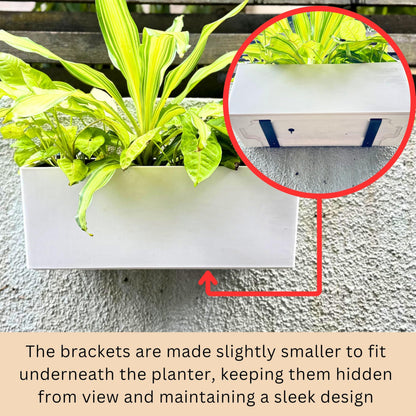 LaLaGreen Outdoor Wall Planters (14 Inch, 4 Pack) White Self-Watering Wall Mounted Flower Boxes, Rectangular Window Box Hanging Planters Plastic Containers Pot Indoor Herbs Modern Home Garden Decor