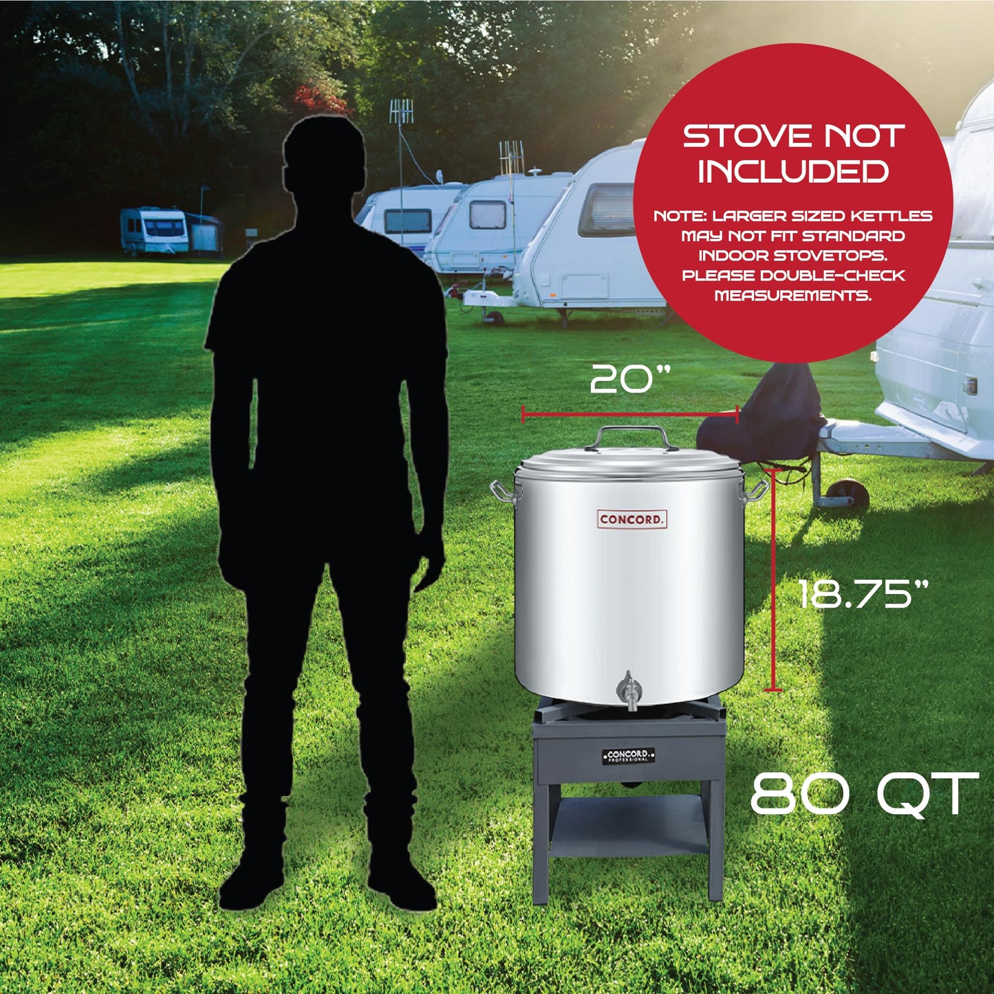 Concord Stainless Steel S Series Insulated Double Wall Stock Pot. Outdoor Kettle, great for temperature retention (40 Quart)
