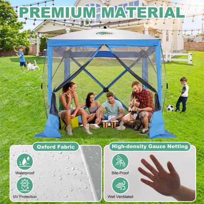 COBIZI 6x6 FT Pop up Gazebo Tent, Screen Tent with Sidewalls, Waterproof Portable Outdoor Small Screen Tents Sun Shelter, Carpas para Patio for Outdoor Camping, Backyard and Garden, Blue