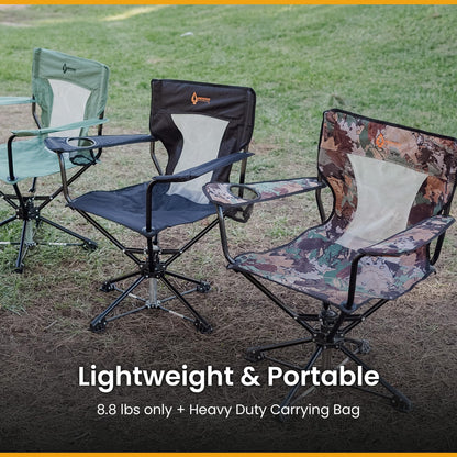 ARROWHEAD OUTDOOR 2-Pack 360° Swivel Hunting Chair Stool Seat, Perfect for Blinds, No Sink Feet, Supports up to 450lbs, Carrying Case, Steel Frame, 600D Canvas