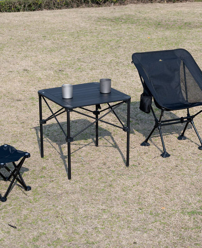 iClimb 1 Stable Square Folding Table and 1 Two Heights Super Easy Assemble Cot Bundle for Adults Outdoor Camping Glamping Picnic Travelling Backyards