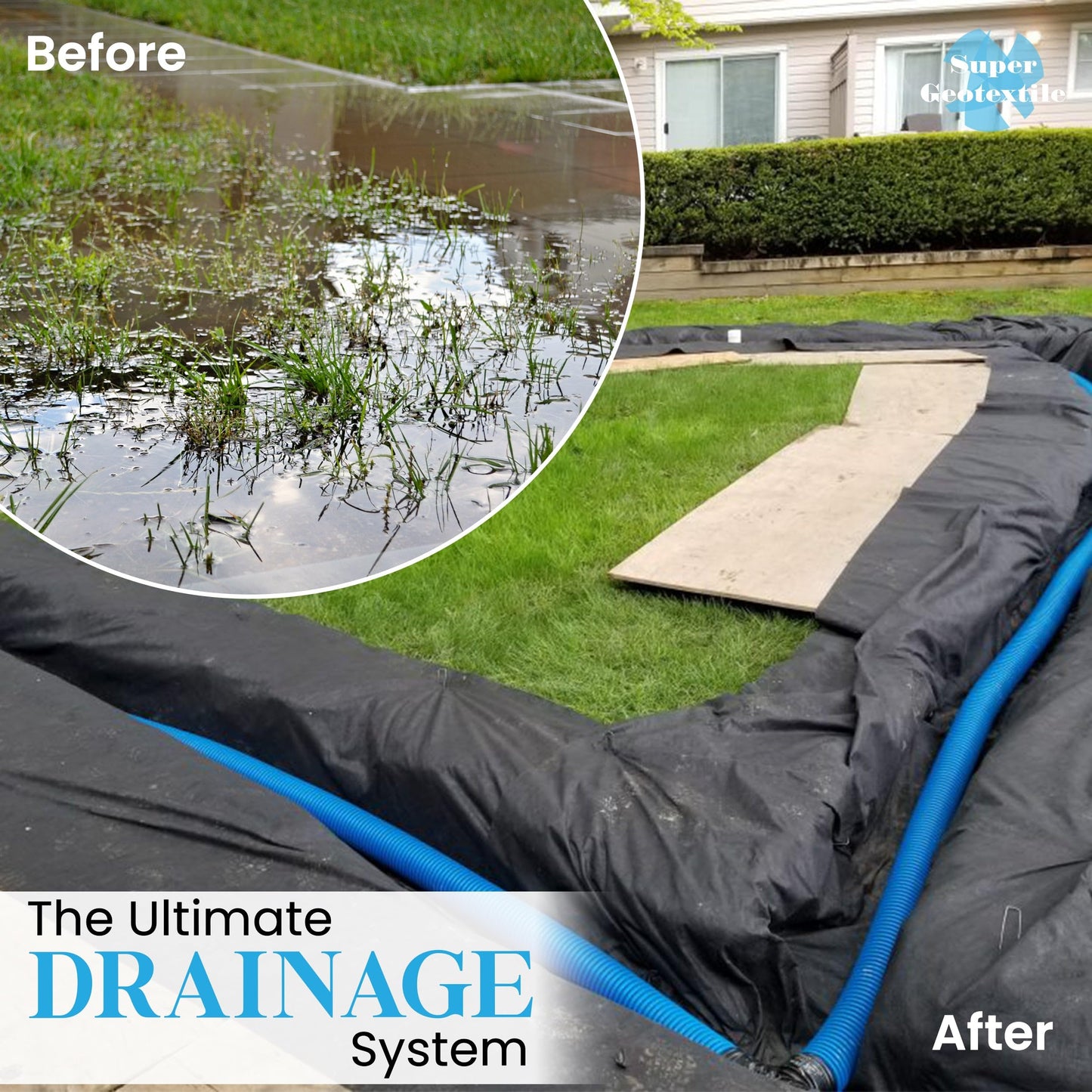 Super Geotextile 4, 6, 8 oz Non Woven Fabric for Landscaping, French Drains, Underlayment, Erosion Control, Construction Projects - 4 oz (3X250)